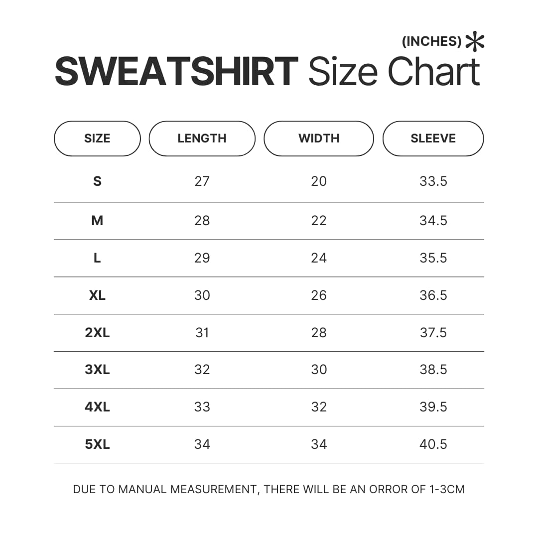 Sweatshirt Size Chart - Green Day Band Store